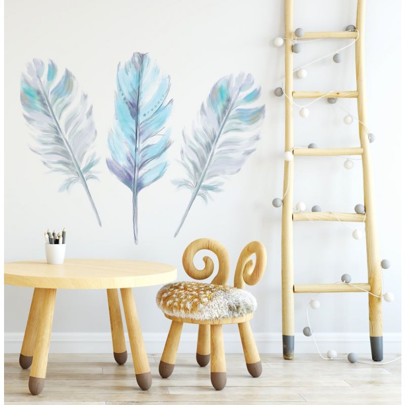 Ginger Monkey - Boho aqua Federn im 3er Set