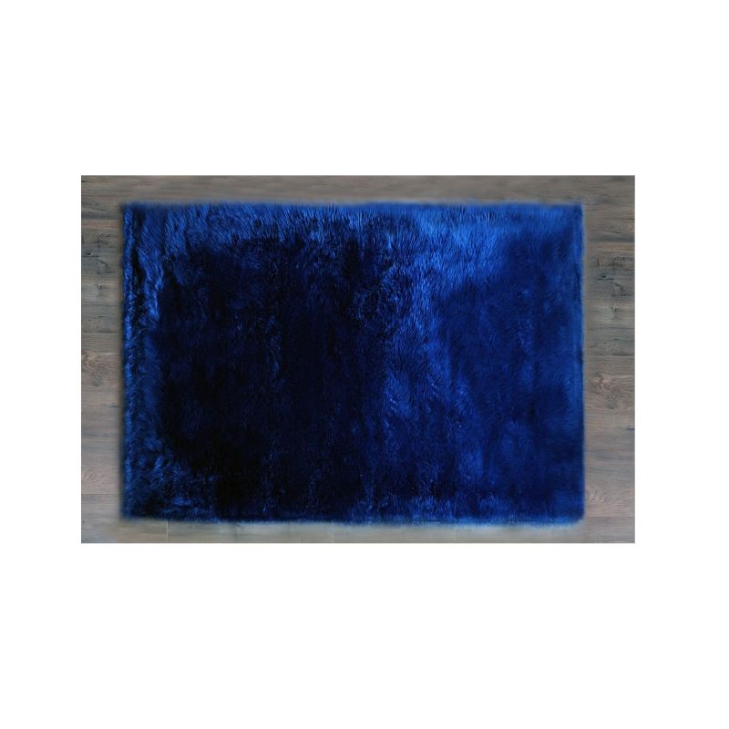 Kroma Carpets - Kunstlammfell Rechteck dunkelblau