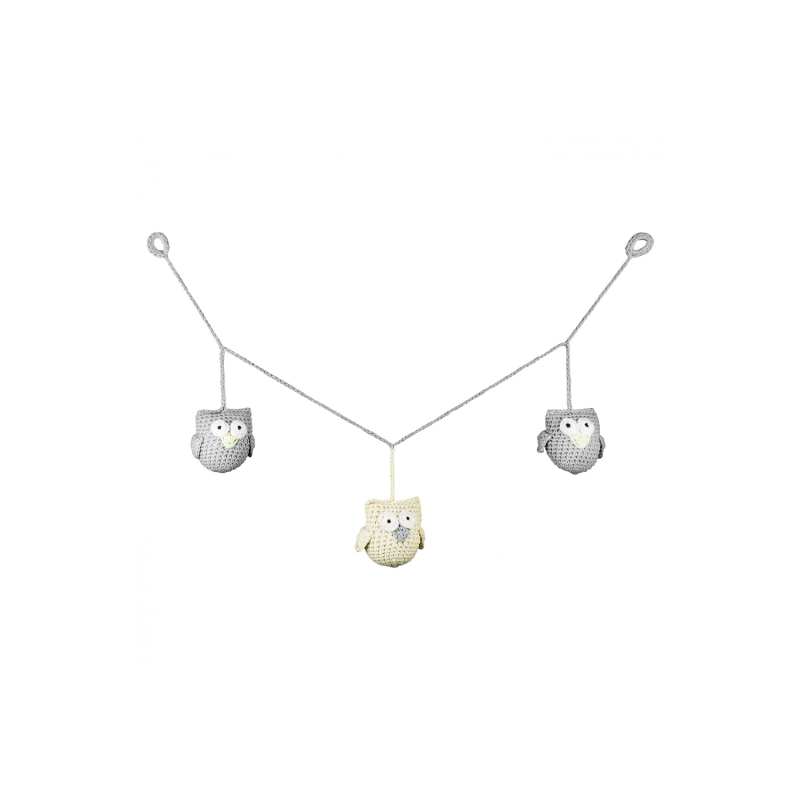 Maylily - Girlande Kinderwagenkette Eulen Cream