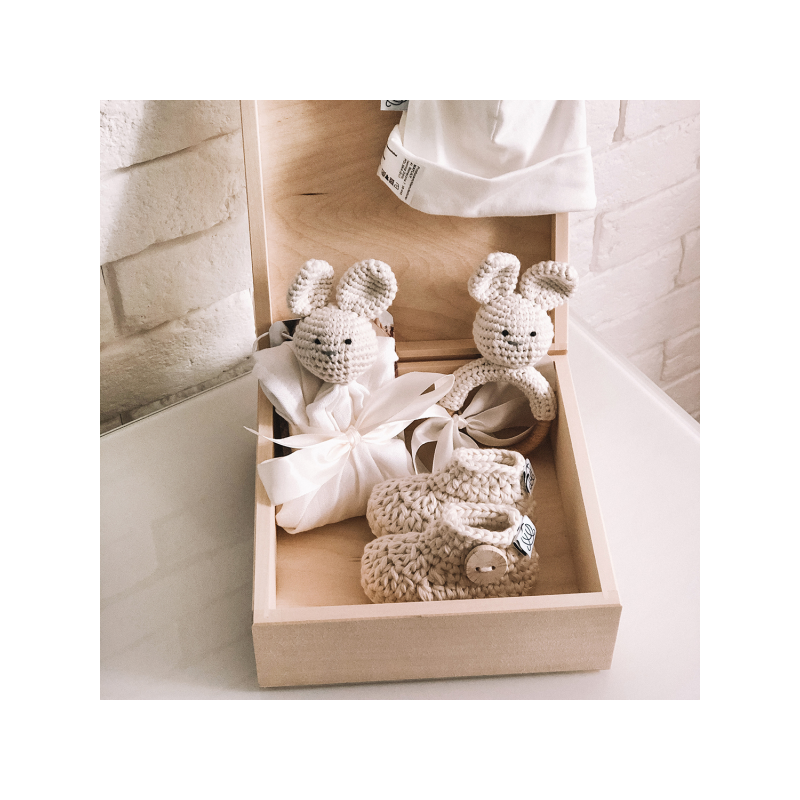 Maylily - Holz Geschenkbox gross Bunny Cream