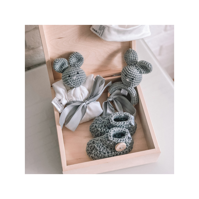 Maylily - Holz Geschenkbox gross Bunny Grau
