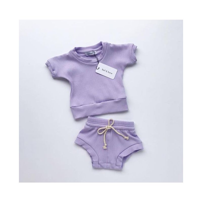 bel&bow - Ribbed Girlie Set Short & Shirt Lilac
