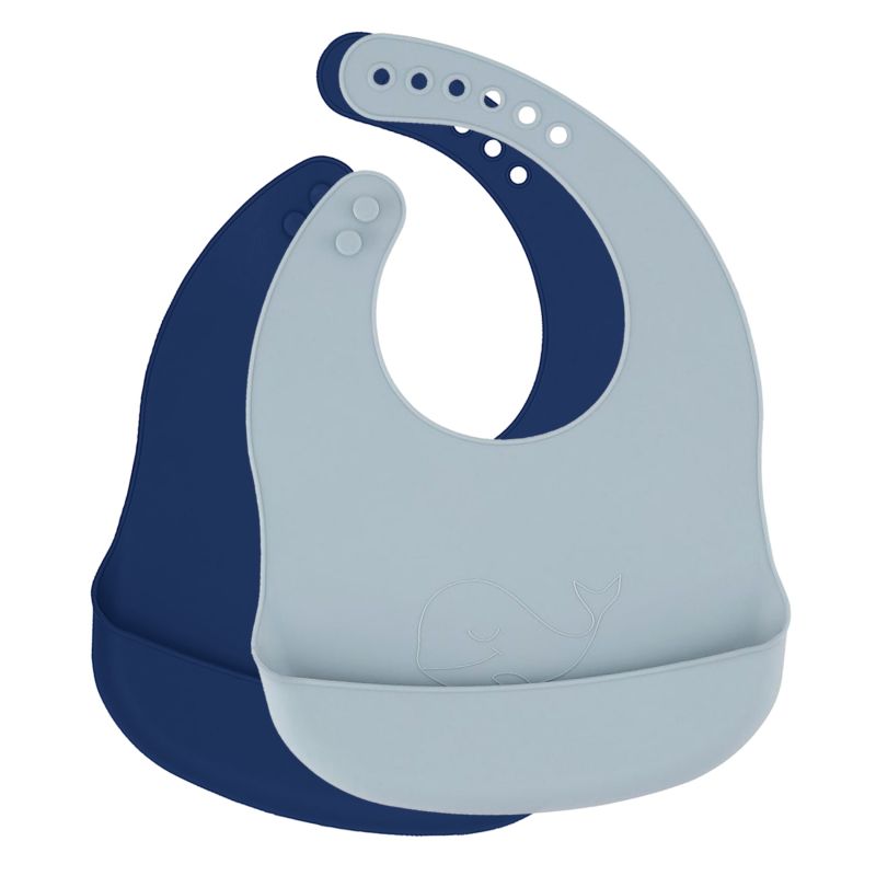 Lille Vilde - Silikon Lätzchen Set Wal blau