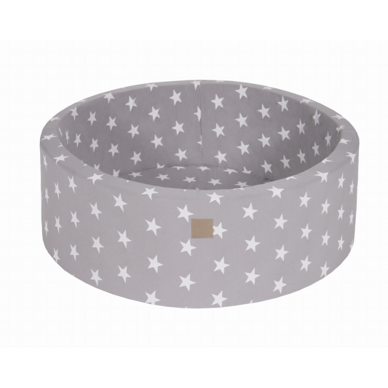 MeowBaby - Bällebad Grey Stars rund ohne Bälle 90x90x40cm