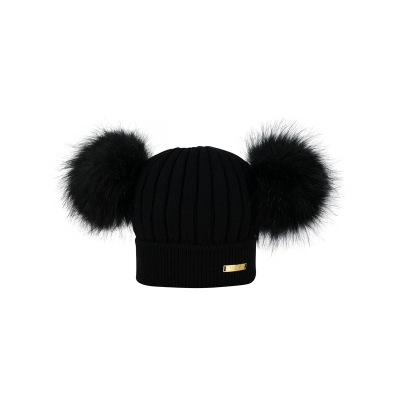 Bjällra of Sweden - Strickmütze mit Pommel schwarz