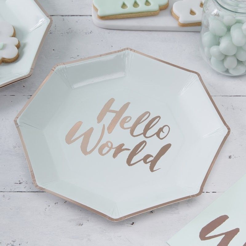 Ginger Ray - Partyteller "Hello World" Mint & Rose Gold