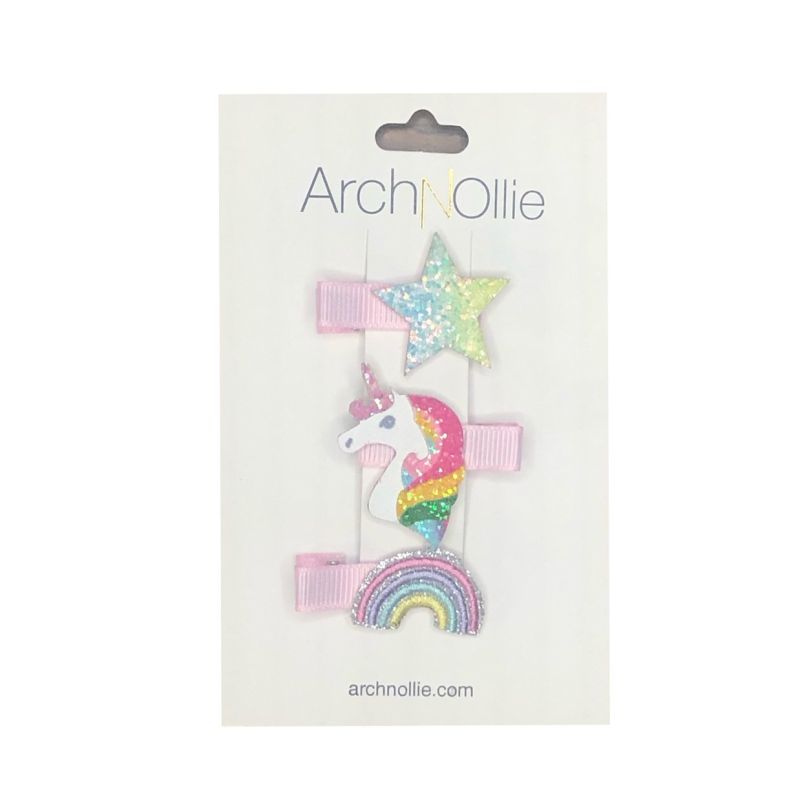 ArchNOllie - 3er Set Haarclips Unicorn World Stoff