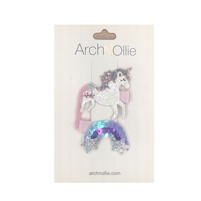 ArchNOllie - 2er Set Haarclips Unicorn & Rainbow