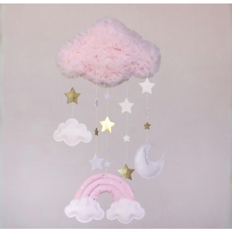 Solo un Sogno - Mobile Traumwolke mit Regenbogen Pink
