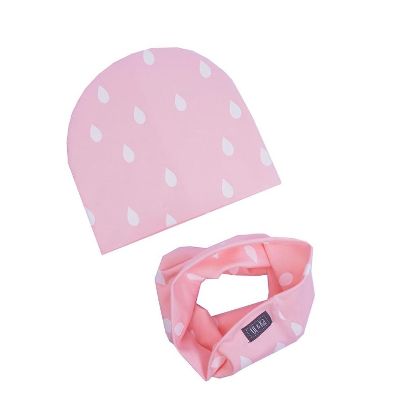 Ul & Ka - Beanie & Schal Set Pink Droplets