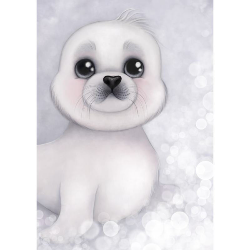 Isla Dream Prints - Poster Seehund Baby grau