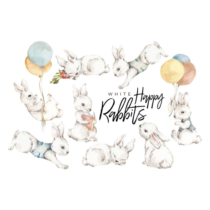 Dekornik - White Happy Rabbits Wonderland Set
