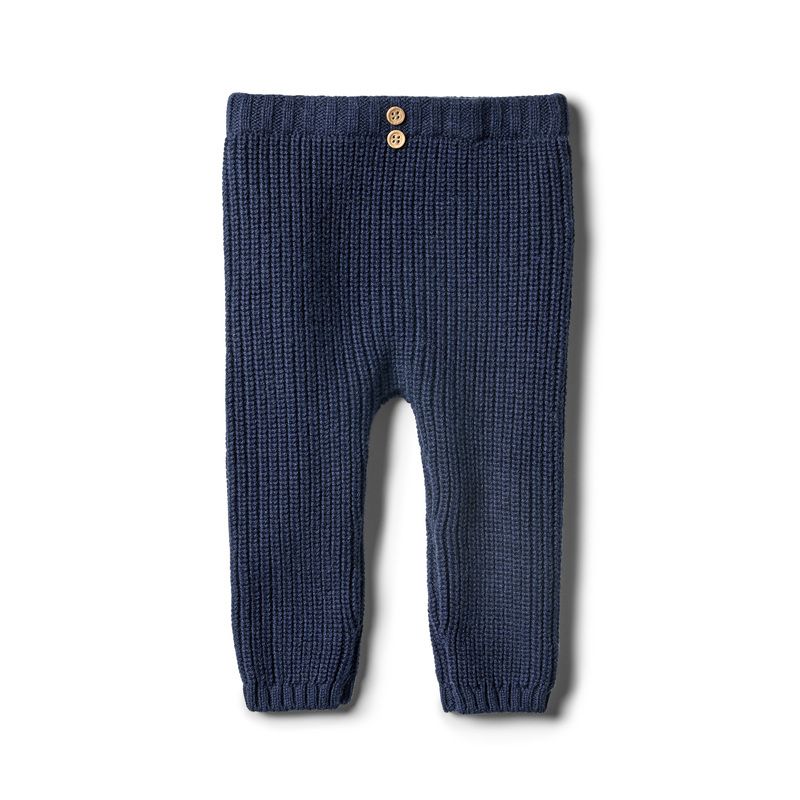 wilson & frenchy - Twilight Blue Strick Leggings mit Dekoknöpfchen