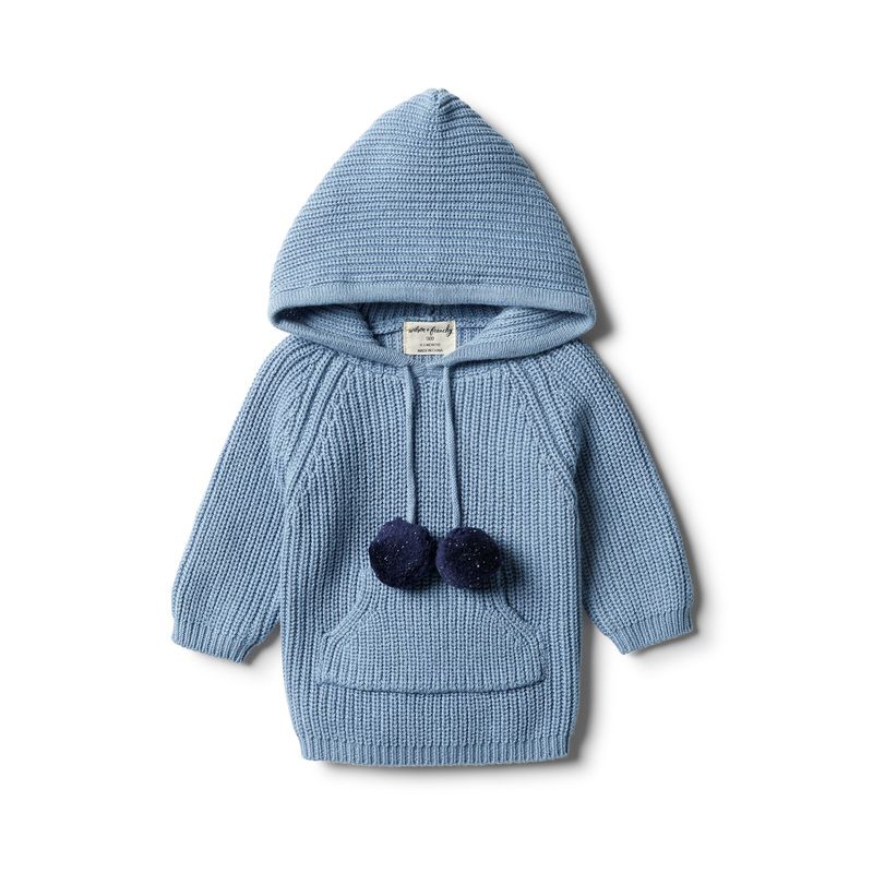 wilson & frenchy - Faded Denim Strick Hoodie Pommel