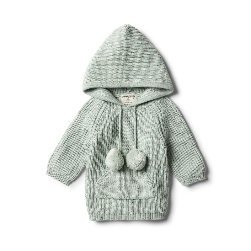 wilson & frenchy - Fern mint Strick Hoodie Pommel