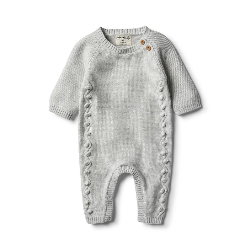 wilson & frenchy - Cloud Grey Strick Strampler Baubles