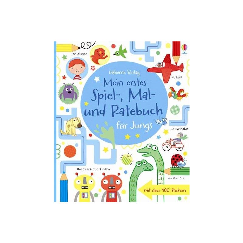 Usborne Verlag - Mein erstes Spiel-, Mal- und Ratebuch für Jungs
