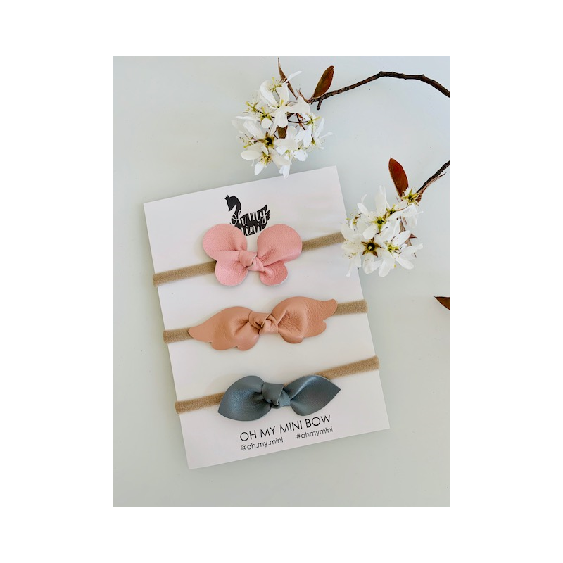 Oh my mini - Stirnband 3er Set Mäschchen Rosa, nude, dunkelgrau