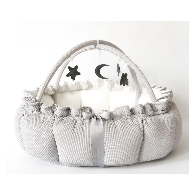 Lilac Sunday - Babyinsel rund 2 in 1 Millie Waffelstoff hellgrau, Spielzeug grau