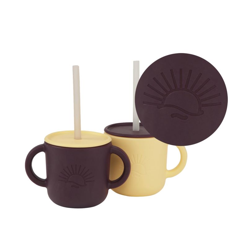 Lille Vilde - 2er Set Trinklerntasse Gelb & Dunkelviolett