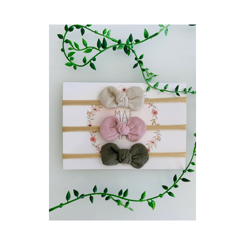 Mae & Rae - Stirnbandset Olive Leinen Trio