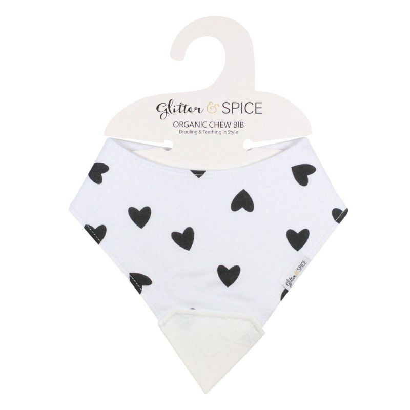 Glitter & Spice - Kau- Lätzchen Schwarze Herzen