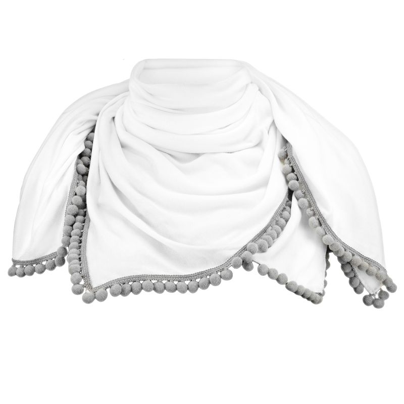 Maylily - Bambus Halstuch mit PomPom Weiss Grau