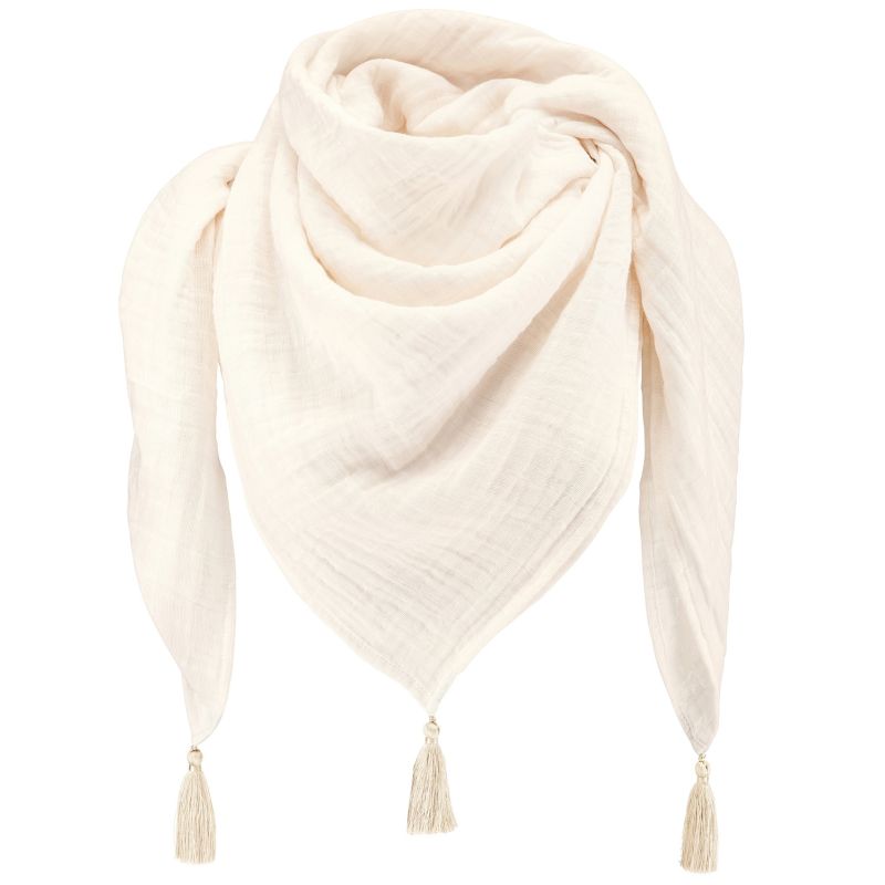 Maylily - Muslin Triangel Schal Tassel Cream Vanilla