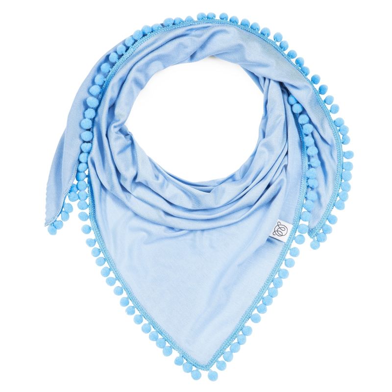 Maylily - Bambus Triangel Schal mit PomPom Hellblau Blau