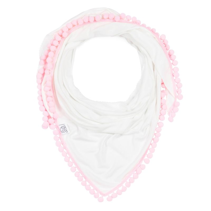 Maylily - Bambus Triangel Schal mit PomPom Weiss Pink