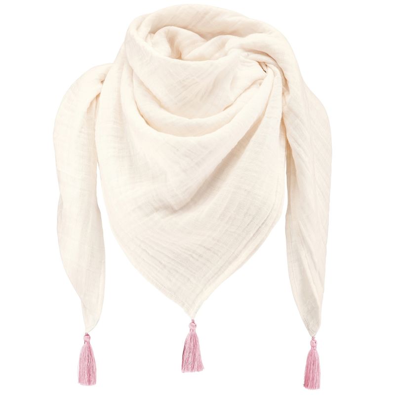 Maylily - Muslin Triangel Schal Tassel Cream Pink
