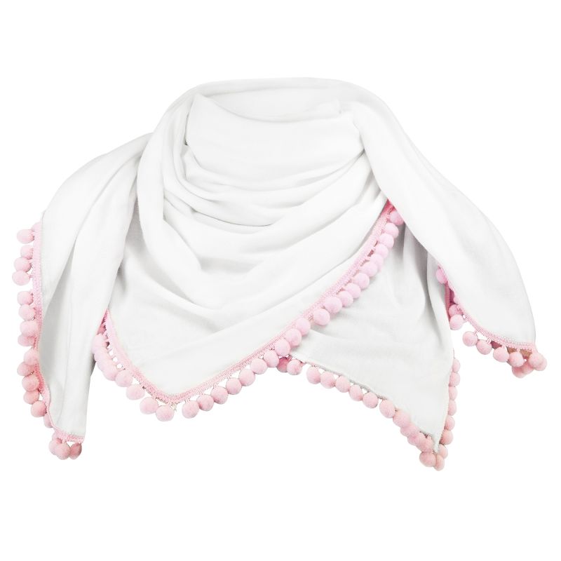 Maylily - Bambus Halstuch mit PomPom Weiss Rosa