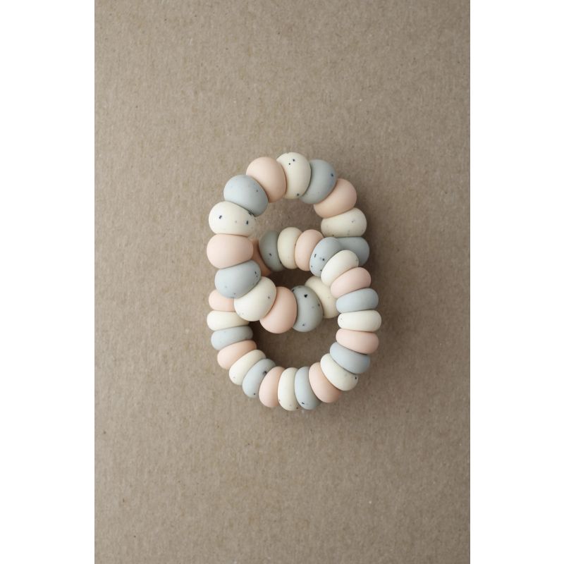 littleCHEW - Greifling Freezer Doppelring Luna Peach Grau