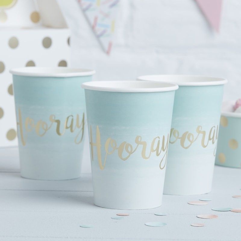 Ginger Ray - Partybecher "Hooray" mint- gold