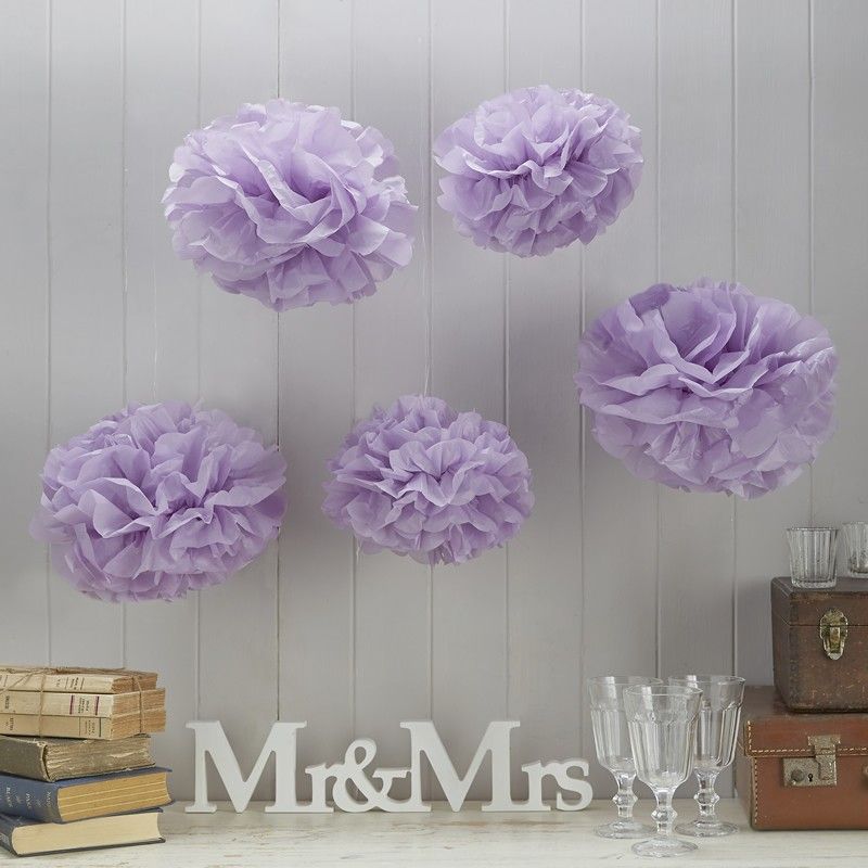 Ginger Ray - Vintage Lace Papier PomPoms lilac