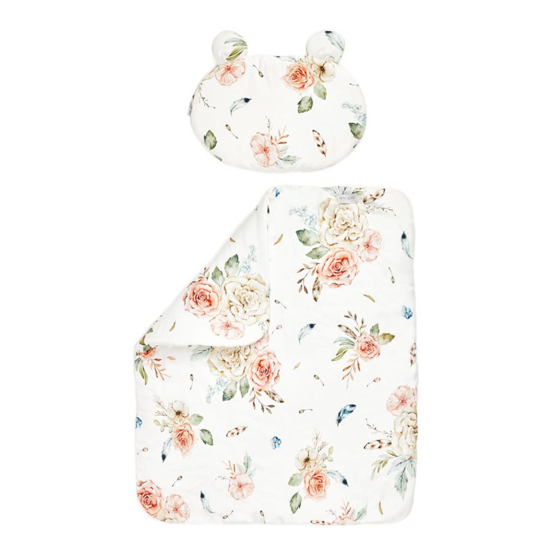 Qbana Mama - Bettdeckenset mit Kissen gefüttert MINI Vintage Flowers