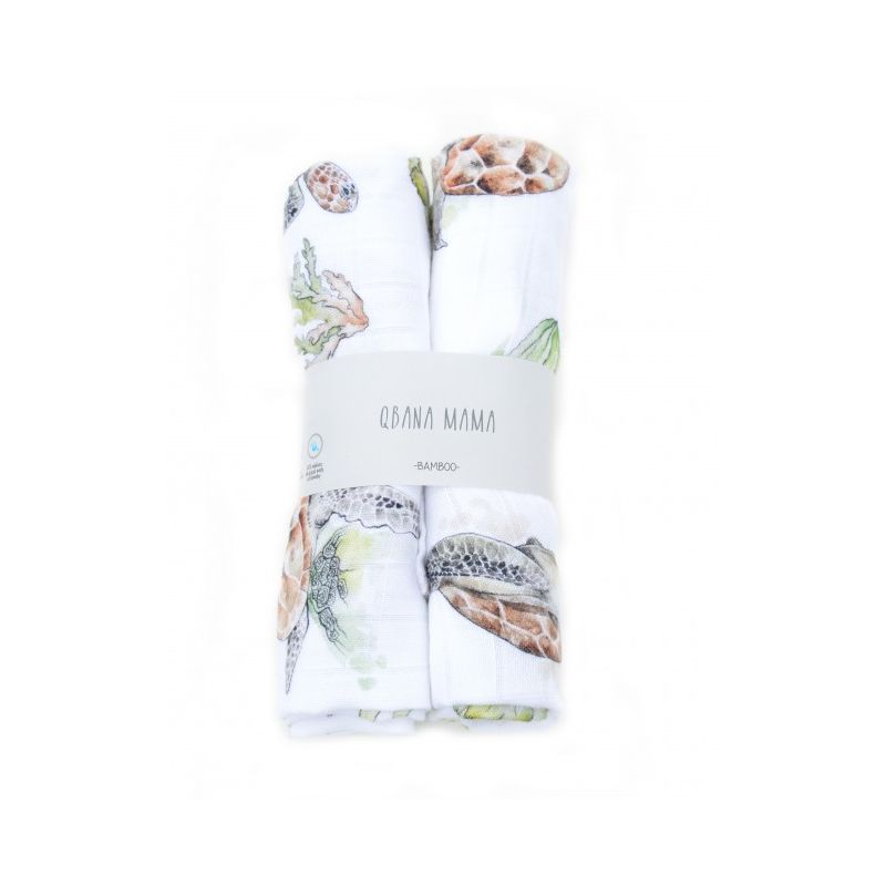 Qbana Mama - Bambus Muslin 2er Set Pazifik Schildkröte