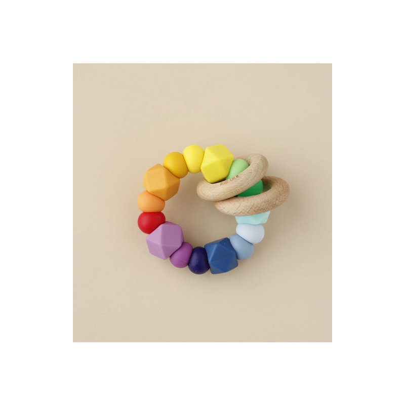 littleCHEW - Greifling Holz & Silikonring Rainbow