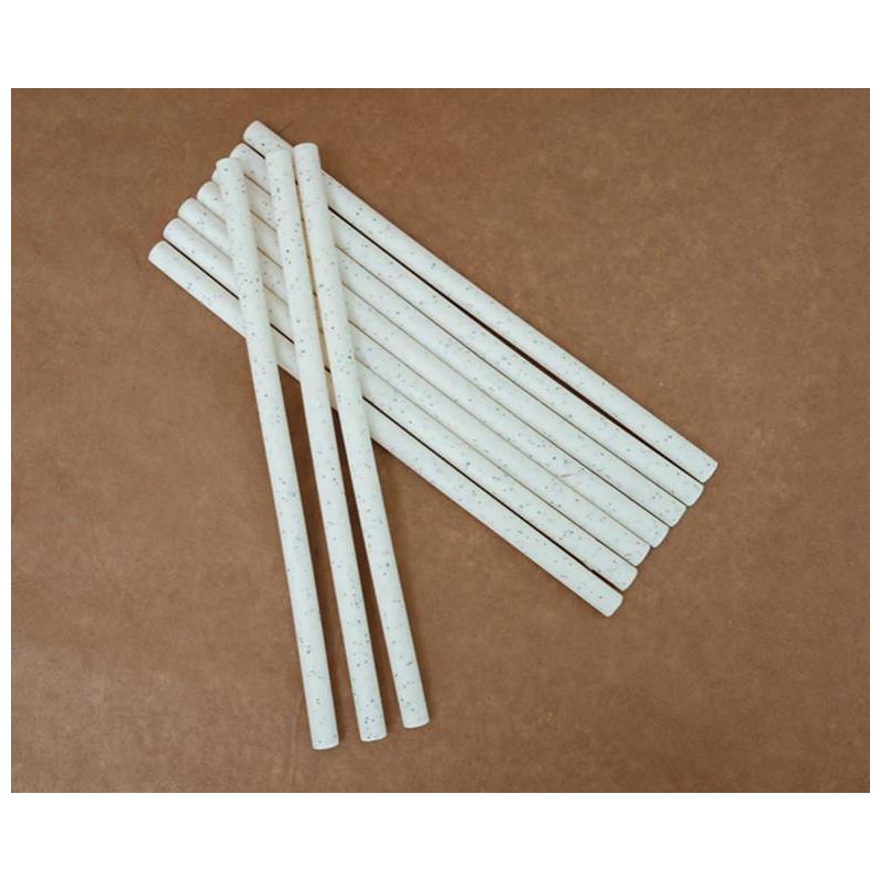 Mrs Ertha - Silikon Trinkhalme Weiss Speckle