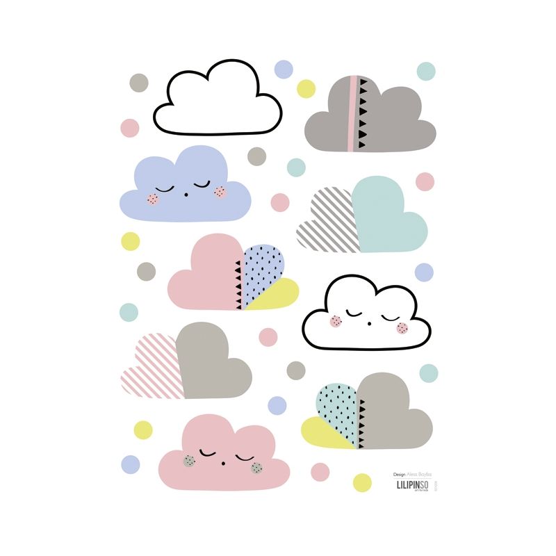 Lilipinso - Wandsticker Clouds and peas multicolor