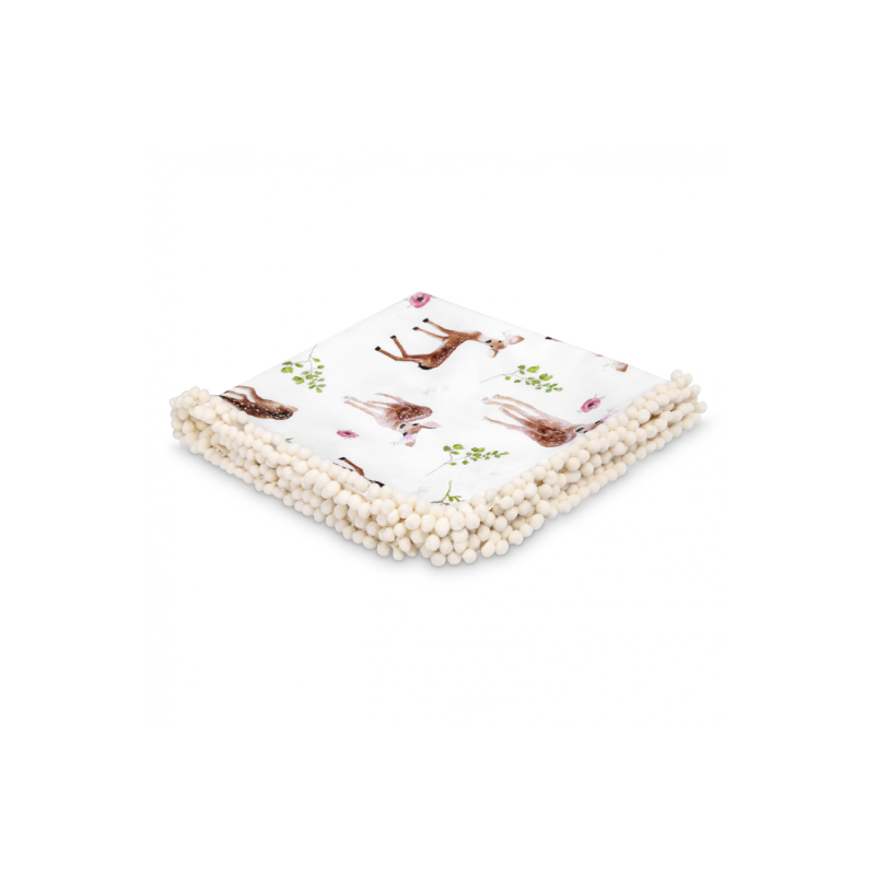 Maylily - PomPom Swaddledecke Fawn White