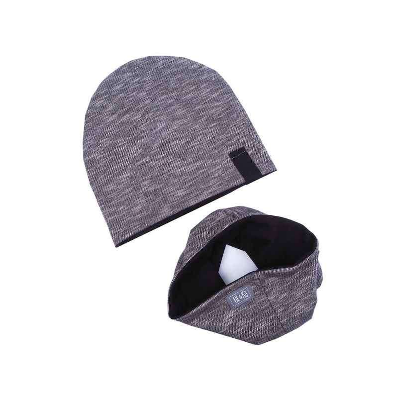 Ul & Ka - Beanie & Schal Set Melange Grey