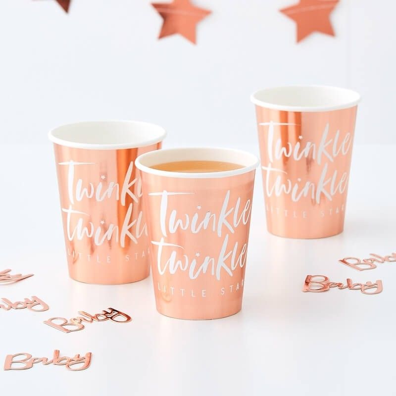 Ginger Ray - Partybecher "Twinkle Twinkle little Star" Rose Gold