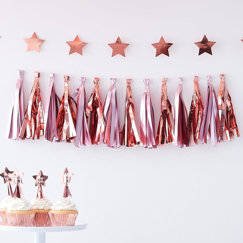 Ginger Ray - Tassel Girlande "Twinkle Twinkle" Rose Gold - Rosa