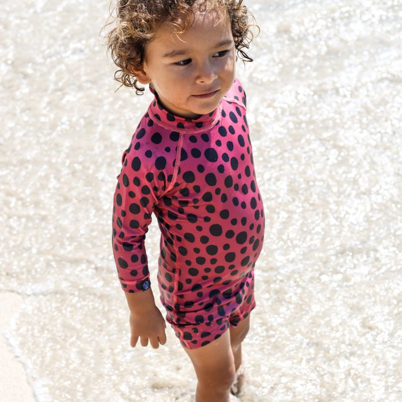 Beach & Bandits - UV Badeoverall Baby Red Velvet Punkte