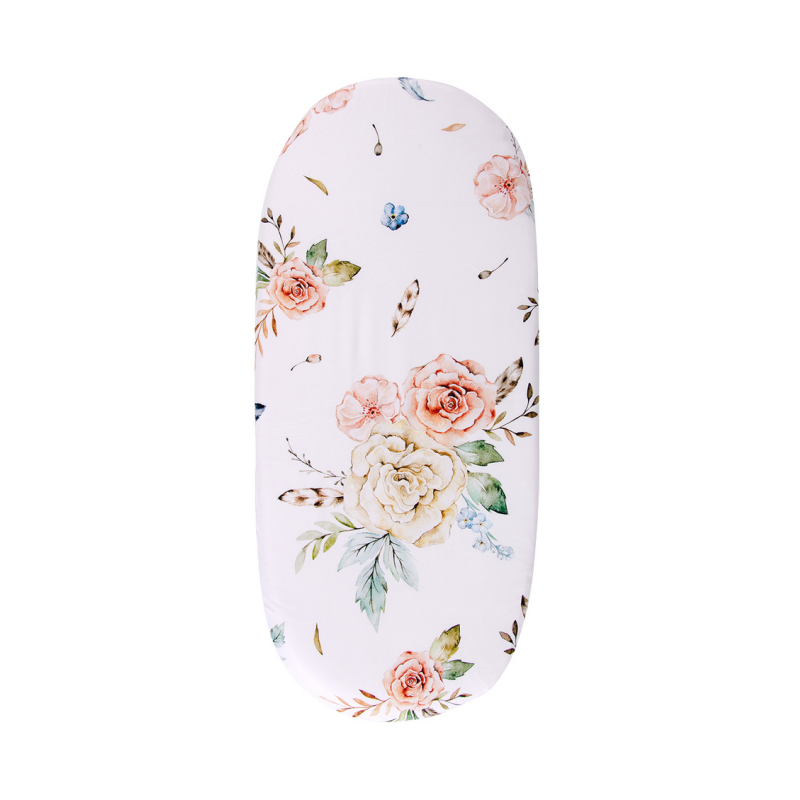 Qbana Mama - Spanntuch für Wiege / Moseskorb / Kinderwagen Vintage Flowers