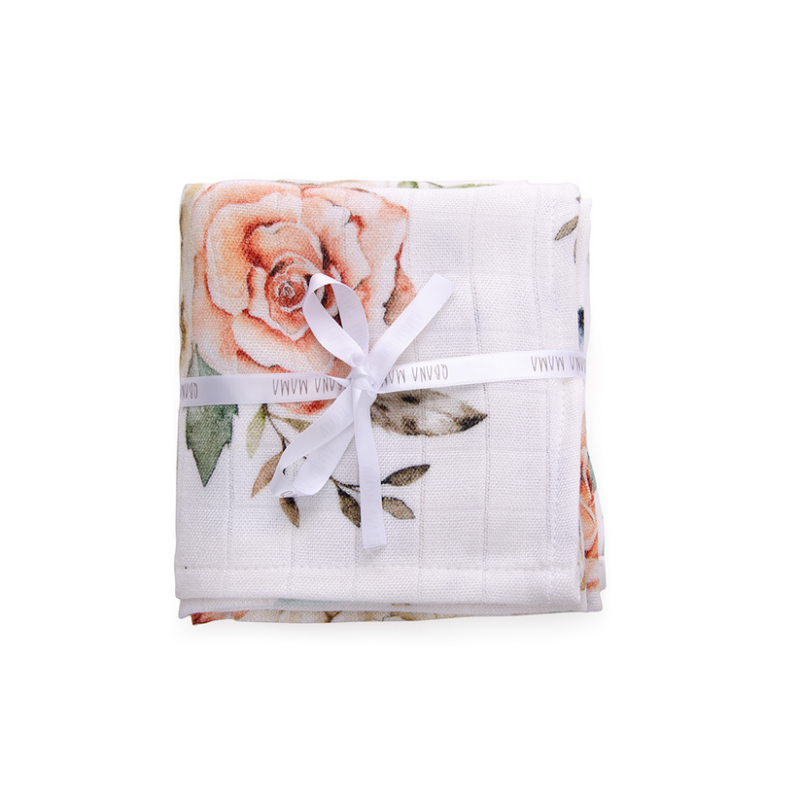 Qbana Mama - 4er Pack Bambus Muslin - Tücher Mullwindeln Vintage Flowers
