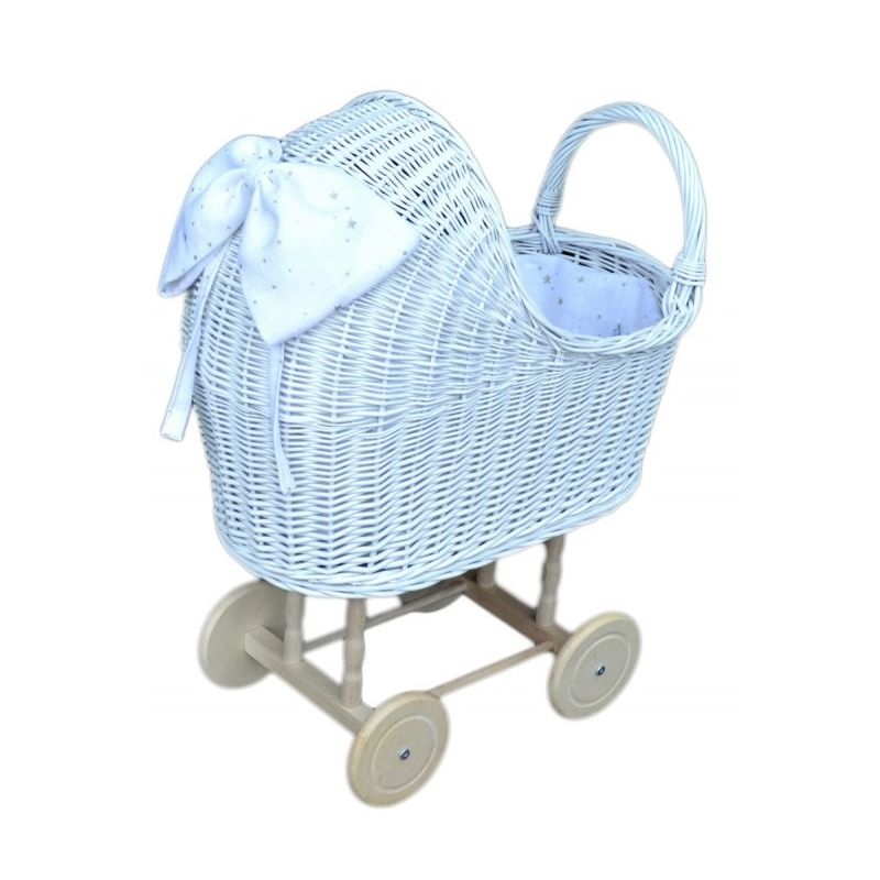 Lilu - Puppenwagen Weiss mit Masche