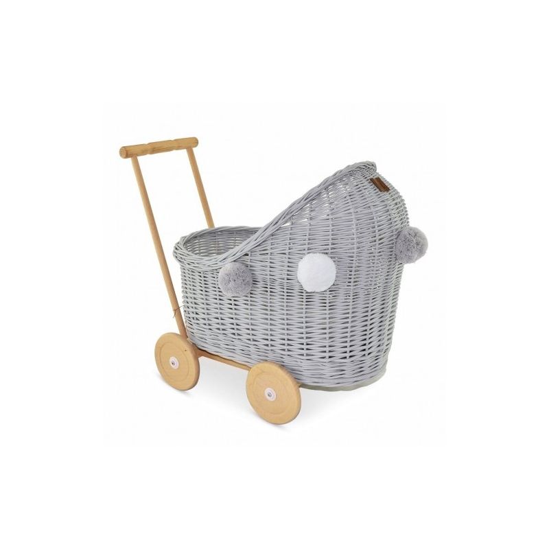 Lilu - Puppenwagen Grau mit Pommel