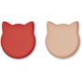 LIEWOOD - Silikon Teller Set Marty Cat Apple Red / Rose